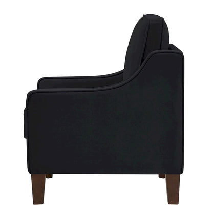 Fauteuil, fauteuil de salon une place avec pieds en bois, fauteuil d'appoint en velours capitonné