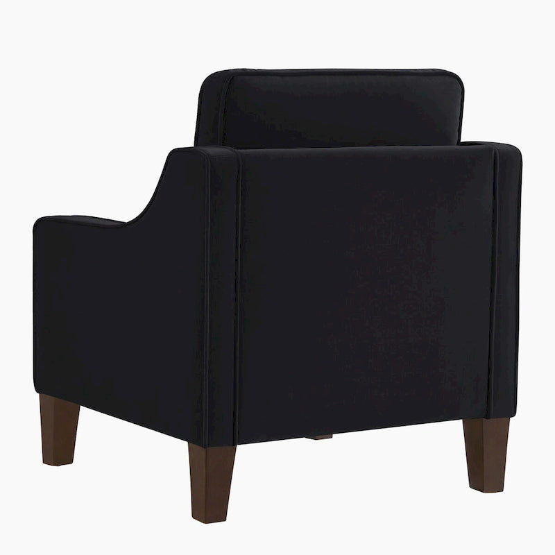 Fauteuil, fauteuil de salon une place avec pieds en bois, fauteuil d'appoint en velours capitonné