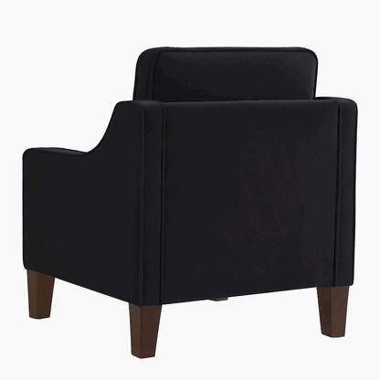 Fauteuil, fauteuil de salon une place avec pieds en bois, fauteuil d'appoint en velours capitonné
