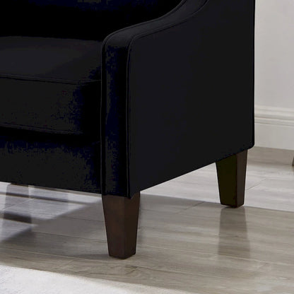 Fauteuil, fauteuil de salon une place avec pieds en bois, fauteuil d'appoint en velours capitonné