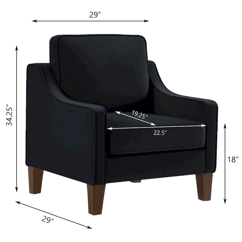 Fauteuil, fauteuil de salon une place avec pieds en bois, fauteuil d'appoint en velours capitonné