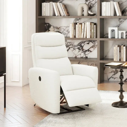 Fauteuil inclinable électrique Bloomy 35.5 à dossier haut, recouvert de tissu bouclé