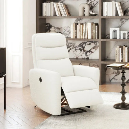 Fauteuil inclinable électrique Bloomy 35.5 à dossier haut, recouvert de tissu bouclé