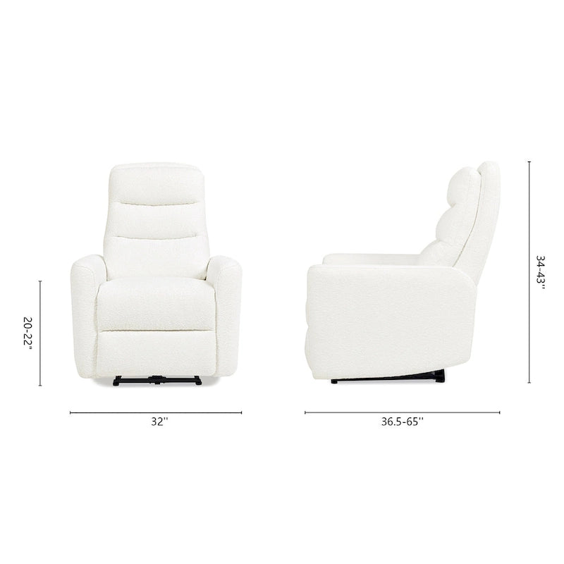 Fauteuil inclinable électrique Bloomy 35.5 à dossier haut, recouvert de tissu bouclé