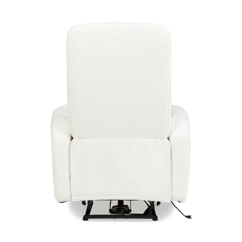 Fauteuil inclinable électrique Bloomy 35.5 à dossier haut, recouvert de tissu bouclé