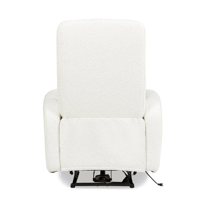Fauteuil inclinable électrique Bloomy 35.5 à dossier haut, recouvert de tissu bouclé