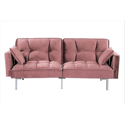 Canapé-lit convertible Regal en velours avec capitonnage de style milieu du siècle et pieds en métal