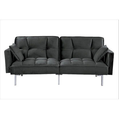 Canapé-lit convertible Regal en velours avec capitonnage de style milieu du siècle et pieds en métal