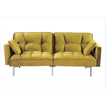 Canapé-lit convertible Regal en velours avec capitonnage de style milieu du siècle et pieds en métal
