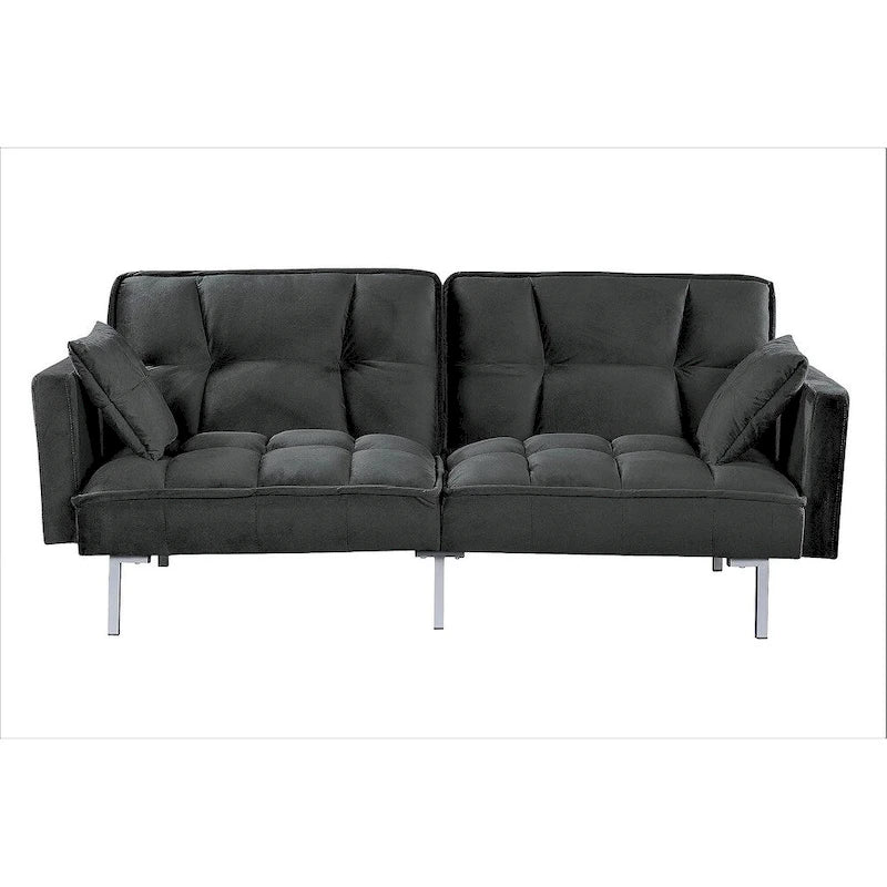 Canapé-lit convertible Regal en velours avec capitonnage de style milieu du siècle et pieds en métal