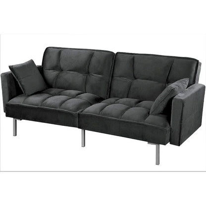 Canapé-lit convertible Regal en velours avec capitonnage de style milieu du siècle et pieds en métal