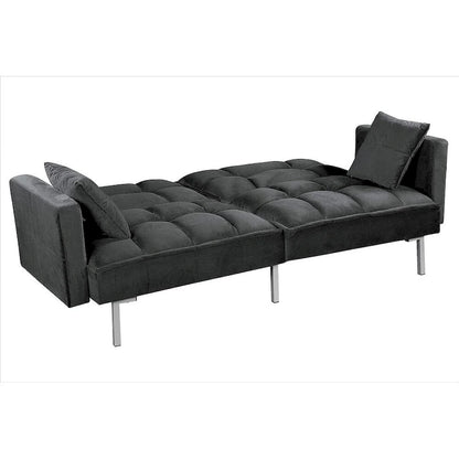 Canapé-lit convertible Regal en velours avec capitonnage de style milieu du siècle et pieds en métal