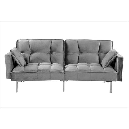 Canapé-lit convertible Regal en velours avec capitonnage de style milieu du siècle et pieds en métal