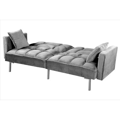 Canapé-lit convertible Regal en velours avec capitonnage de style milieu du siècle et pieds en métal