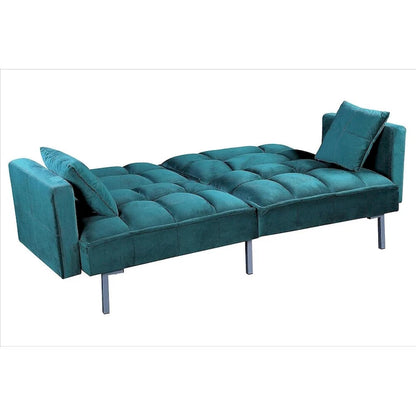 Canapé-lit convertible Regal en velours avec capitonnage de style milieu du siècle et pieds en métal