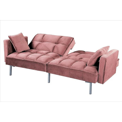 Canapé-lit convertible Regal en velours avec capitonnage de style milieu du siècle et pieds en métal