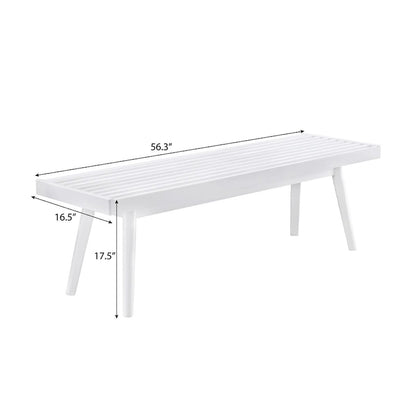 Banc à lattes en bois massif blanc