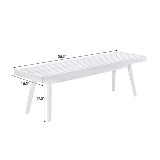 Banc à lattes en bois massif blanc