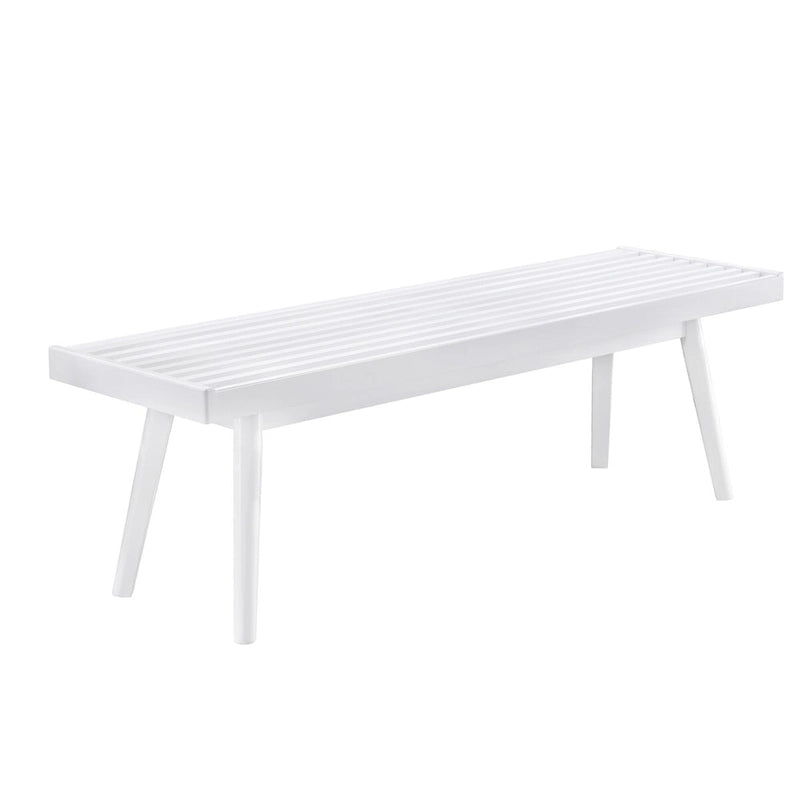 Banc à lattes en bois massif blanc