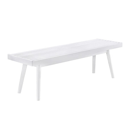 Banc à lattes en bois massif blanc