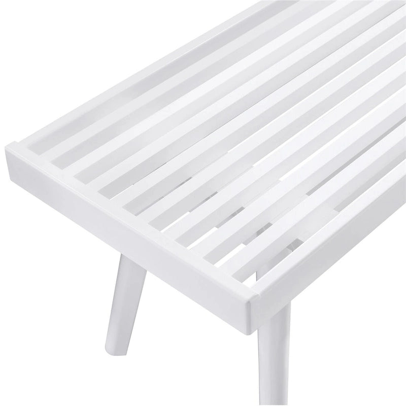 Banc à lattes en bois massif blanc