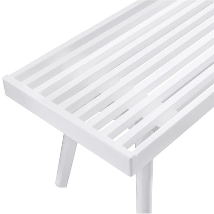 Banc à lattes en bois massif blanc