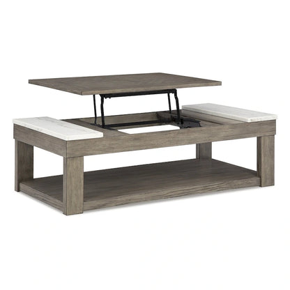Table basse relevable Signature Design by Ashley Loyaska, gris-brun/blanc - 56,13 cm L x 28,25 cm P x 18,13 cm H