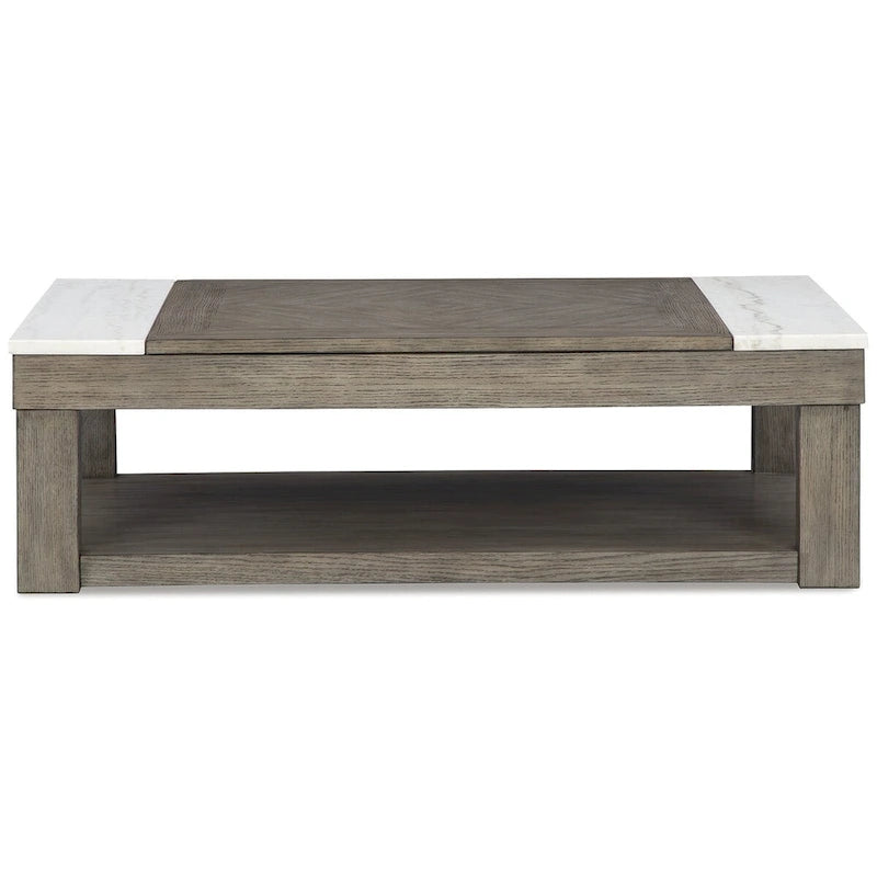 Table basse relevable Signature Design by Ashley Loyaska, gris-brun/blanc - 56,13 cm L x 28,25 cm P x 18,13 cm H