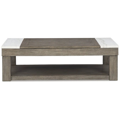 Table basse relevable Signature Design by Ashley Loyaska, gris-brun/blanc - 56,13 cm L x 28,25 cm P x 18,13 cm H