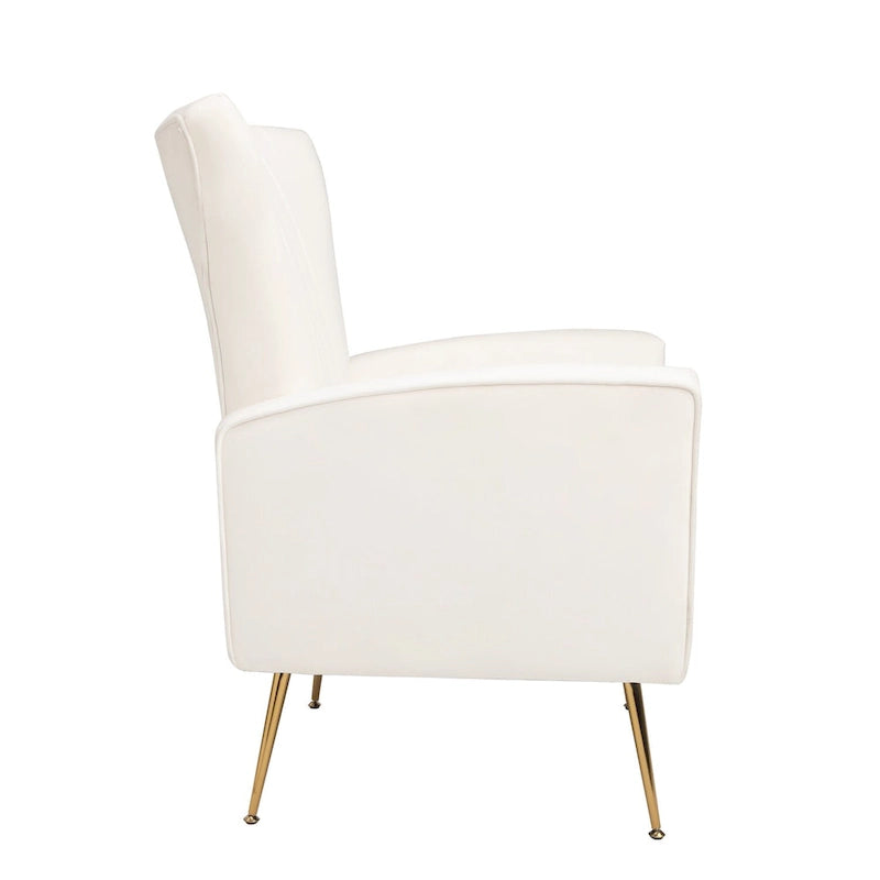Fauteuil d'appoint en velours, fauteuil à oreilles avec pieds dorés, canapé une place rembourré pour salon ou chambre