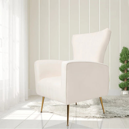 Fauteuil d'appoint en velours, fauteuil à oreilles avec pieds dorés, canapé une place rembourré pour salon ou chambre
