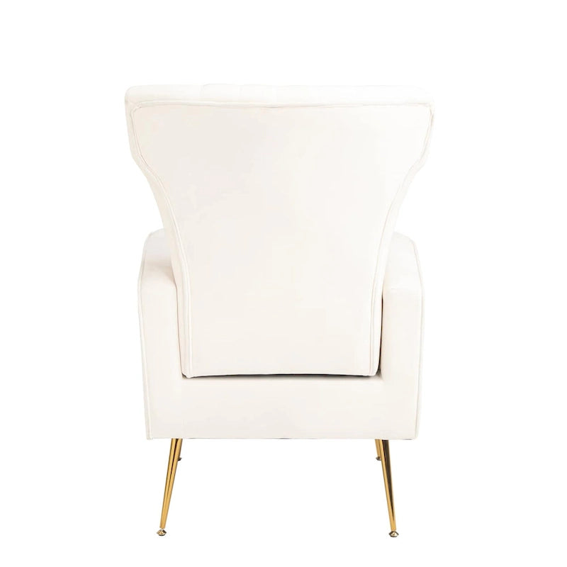 Fauteuil d'appoint en velours, fauteuil à oreilles avec pieds dorés, canapé une place rembourré pour salon ou chambre