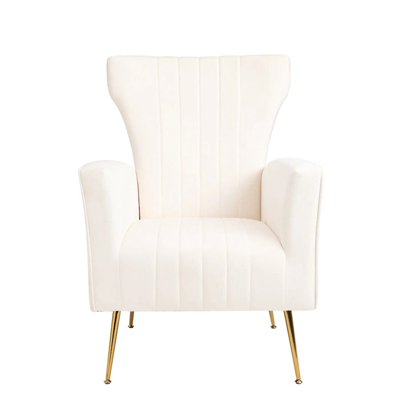Fauteuil d'appoint en velours, fauteuil à oreilles avec pieds dorés, canapé une place rembourré pour salon ou chambre