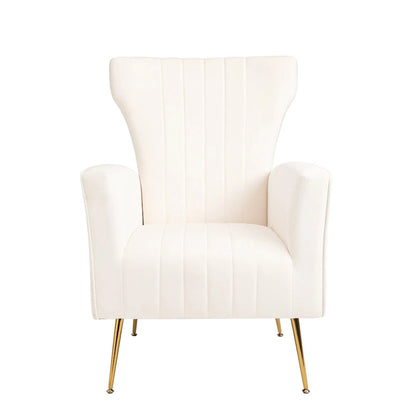 Fauteuil d'appoint en velours, fauteuil à oreilles avec pieds dorés, canapé une place rembourré pour salon ou chambre