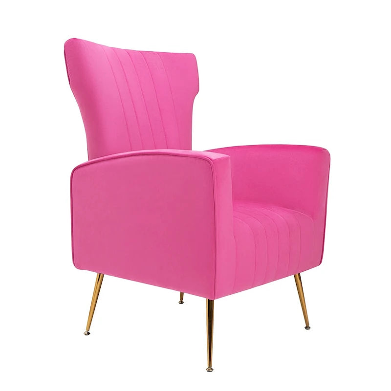 Fauteuil d'appoint en velours, fauteuil à oreilles avec pieds dorés, canapé une place rembourré pour salon ou chambre