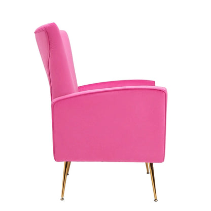 Fauteuil d'appoint en velours, fauteuil à oreilles avec pieds dorés, canapé une place rembourré pour salon ou chambre