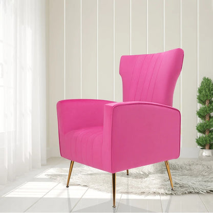 Fauteuil d'appoint en velours, fauteuil à oreilles avec pieds dorés, canapé une place rembourré pour salon ou chambre