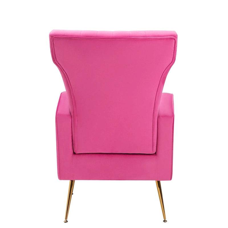 Fauteuil d'appoint en velours, fauteuil à oreilles avec pieds dorés, canapé une place rembourré pour salon ou chambre