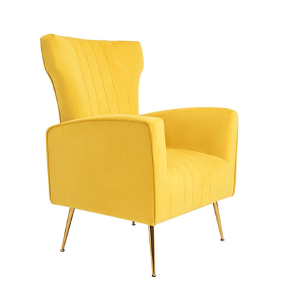 Fauteuil d'appoint en velours, fauteuil à oreilles avec pieds dorés, canapé une place rembourré pour salon ou chambre