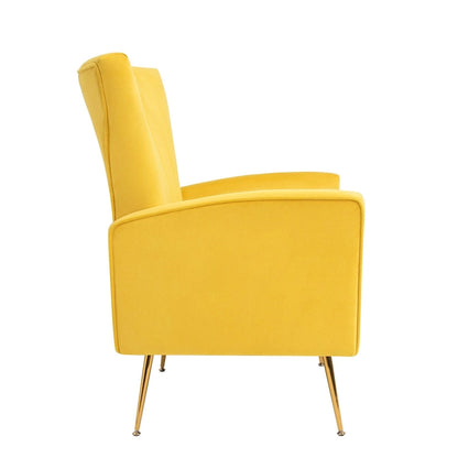 Fauteuil d'appoint en velours, fauteuil à oreilles avec pieds dorés, canapé une place rembourré pour salon ou chambre
