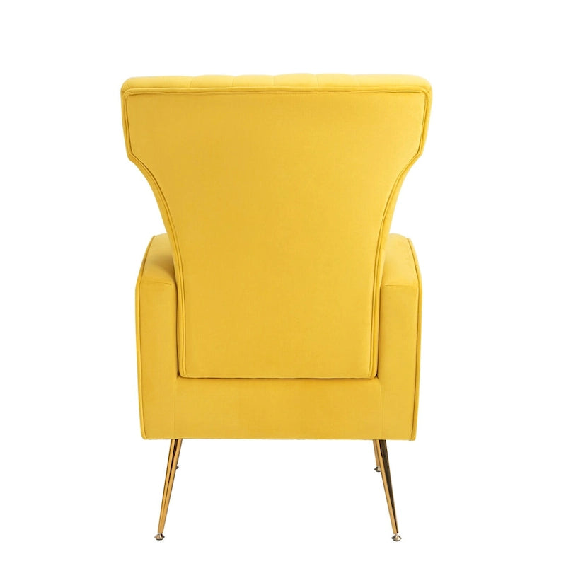Fauteuil d'appoint en velours, fauteuil à oreilles avec pieds dorés, canapé une place rembourré pour salon ou chambre