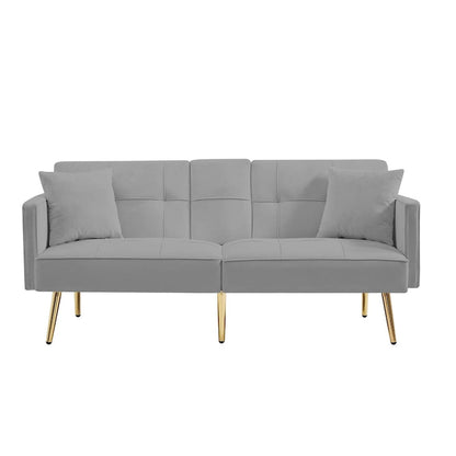 Canapé-lit futon en velours avec pieds en métal doré pour salon, entrée, couloir, bureau