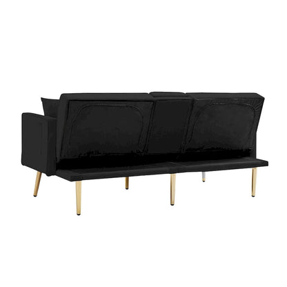 Canapé-lit futon en velours avec pieds en métal doré pour salon, entrée, couloir, bureau