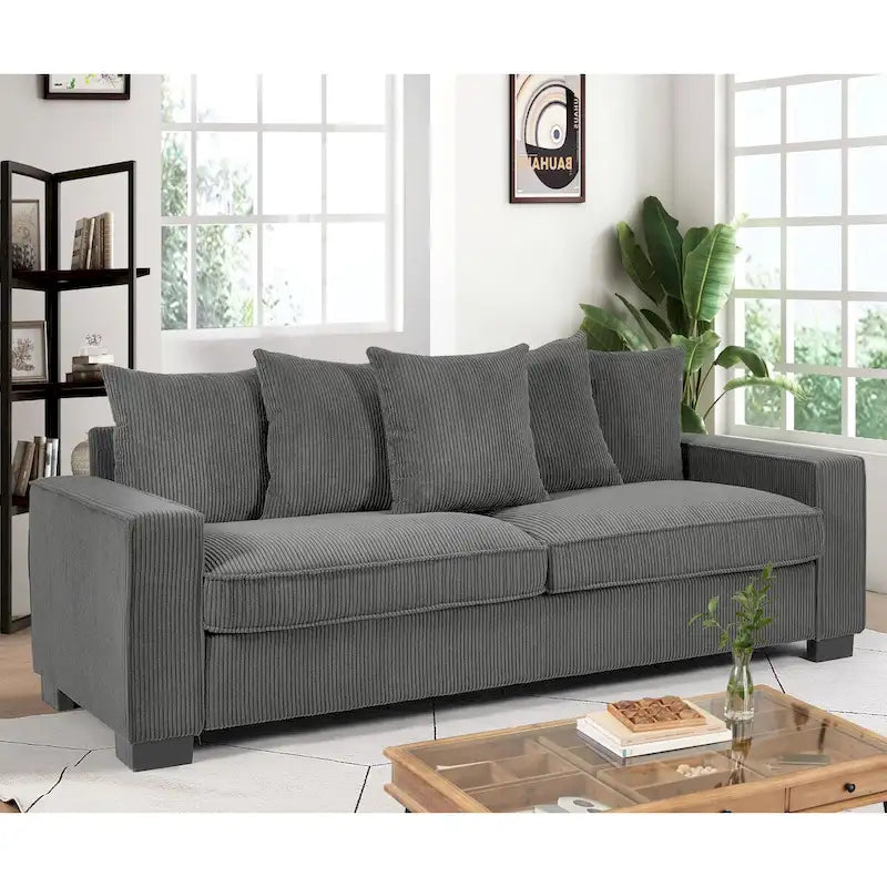 Canapé d'intérieur rembourré à accoudoirs droits de style transitionnel