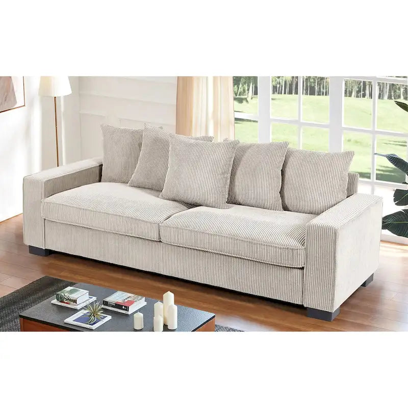 Canapé d'intérieur rembourré à accoudoirs droits de style transitionnel