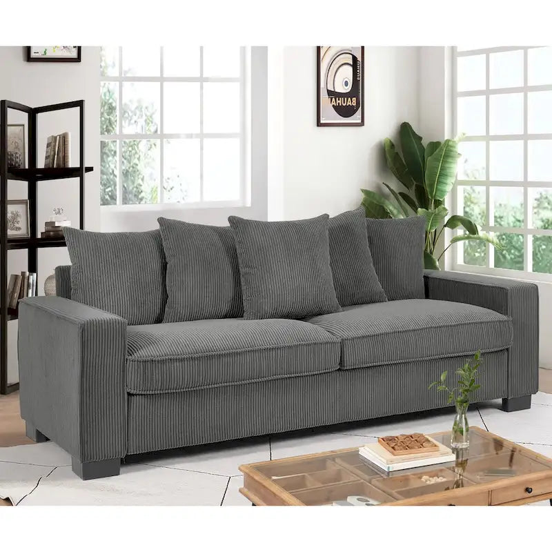 Canapé d'intérieur rembourré à accoudoirs droits de style transitionnel