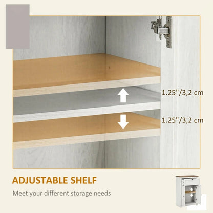 Meuble d'appoint style grange, buffet de cuisine avec double porte et tiroir, blanc