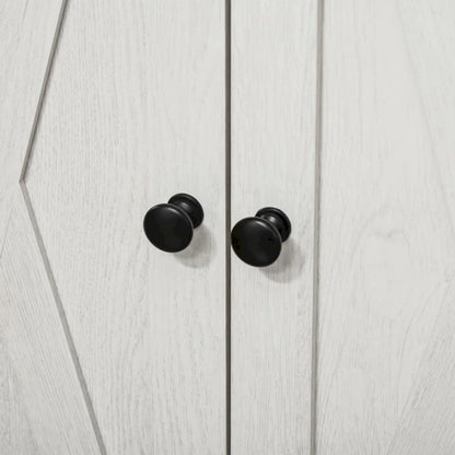 Meuble d'appoint style grange, buffet de cuisine avec double porte et tiroir, blanc