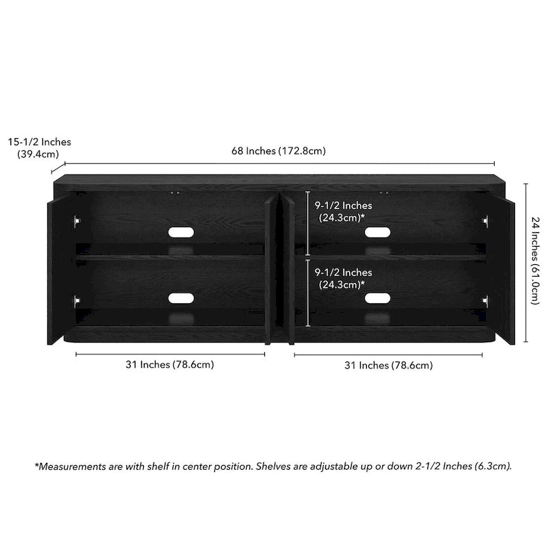 Meuble TV rectangulaire Easton pour téléviseurs jusqu'à 75 à 68 pouces de large