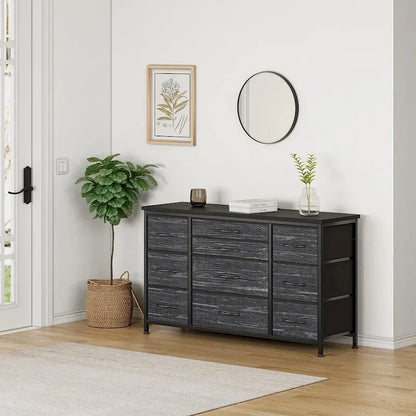 Commode de chambre à coucher avec 10 grands tiroirs pour meuble TV de 55 pouces de long - 55 pouces